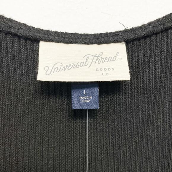 Universal Thread Women's Ribbed Drop Waist Knit Midi Slip Dress Black Size L - Picture 5 of 6